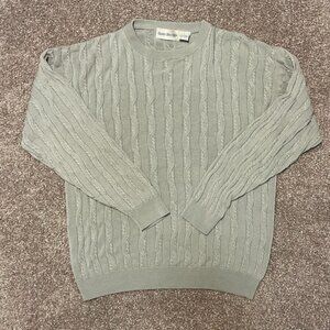 Barry Bricken Cable Knit Silk Sweater Mens Small Gray Fisherman Crewneck Winter
